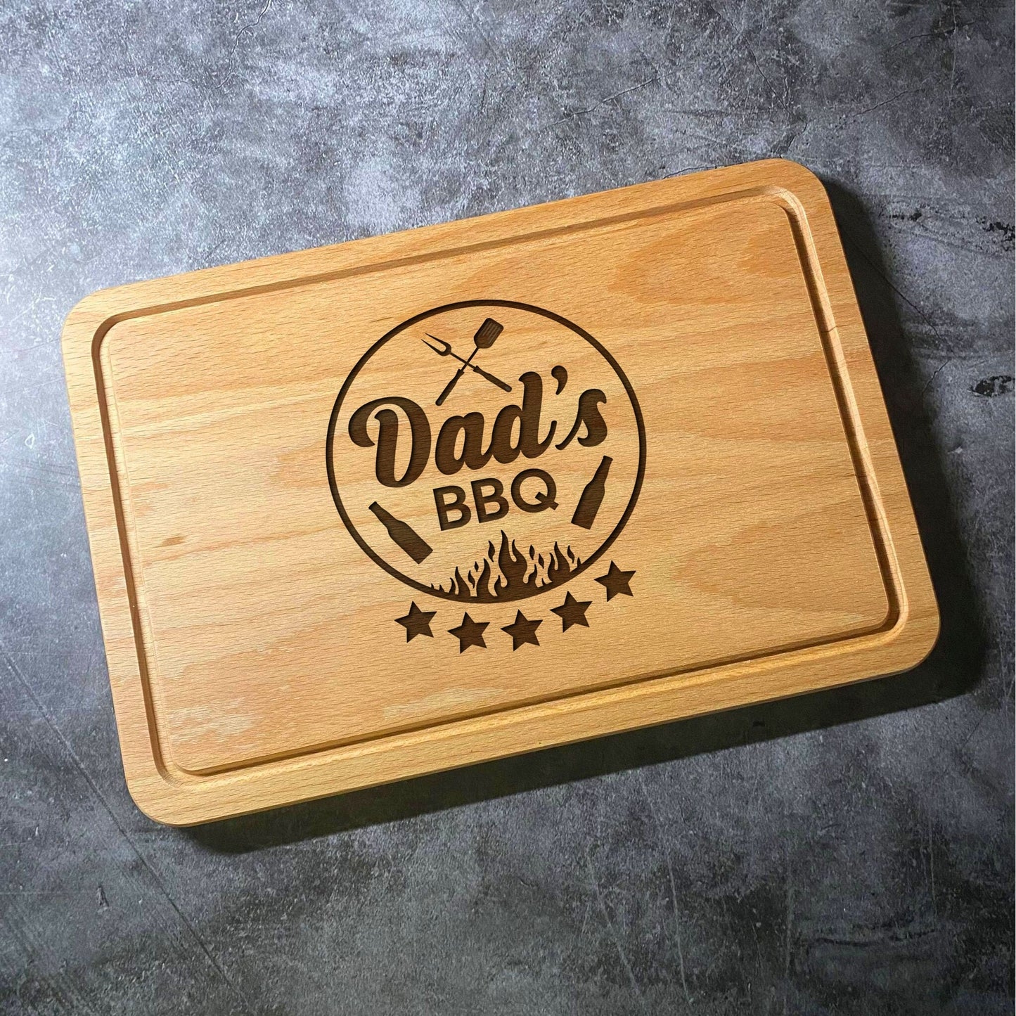 Luxury Dad's BBQ Chopping Board - Beech Wood Natural Grain - Laser Engraved - Multiple Cutting Board Types