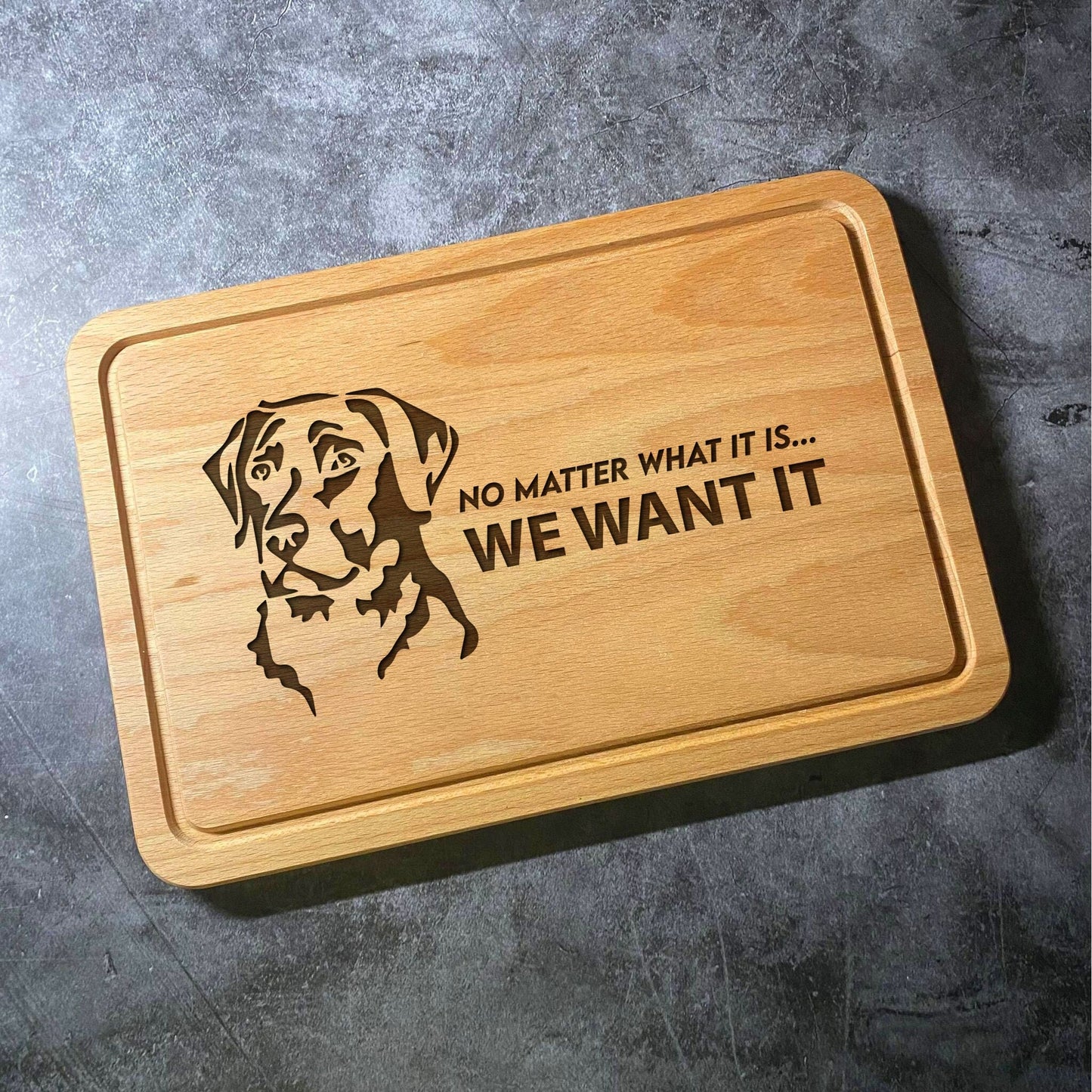 Labrador Chopping Board - Beech Wood Natural Grain - Funny Laser Engraved Pet Dog Quote Cutting Board