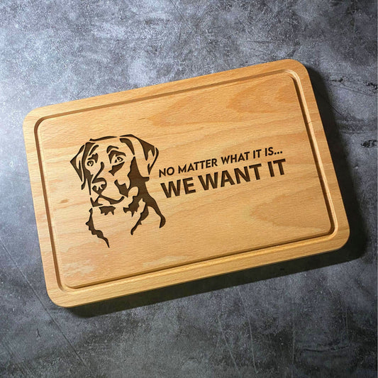 Labrador Chopping Board - Beech Wood Natural Grain - Funny Laser Engraved Pet Dog Quote Cutting Board