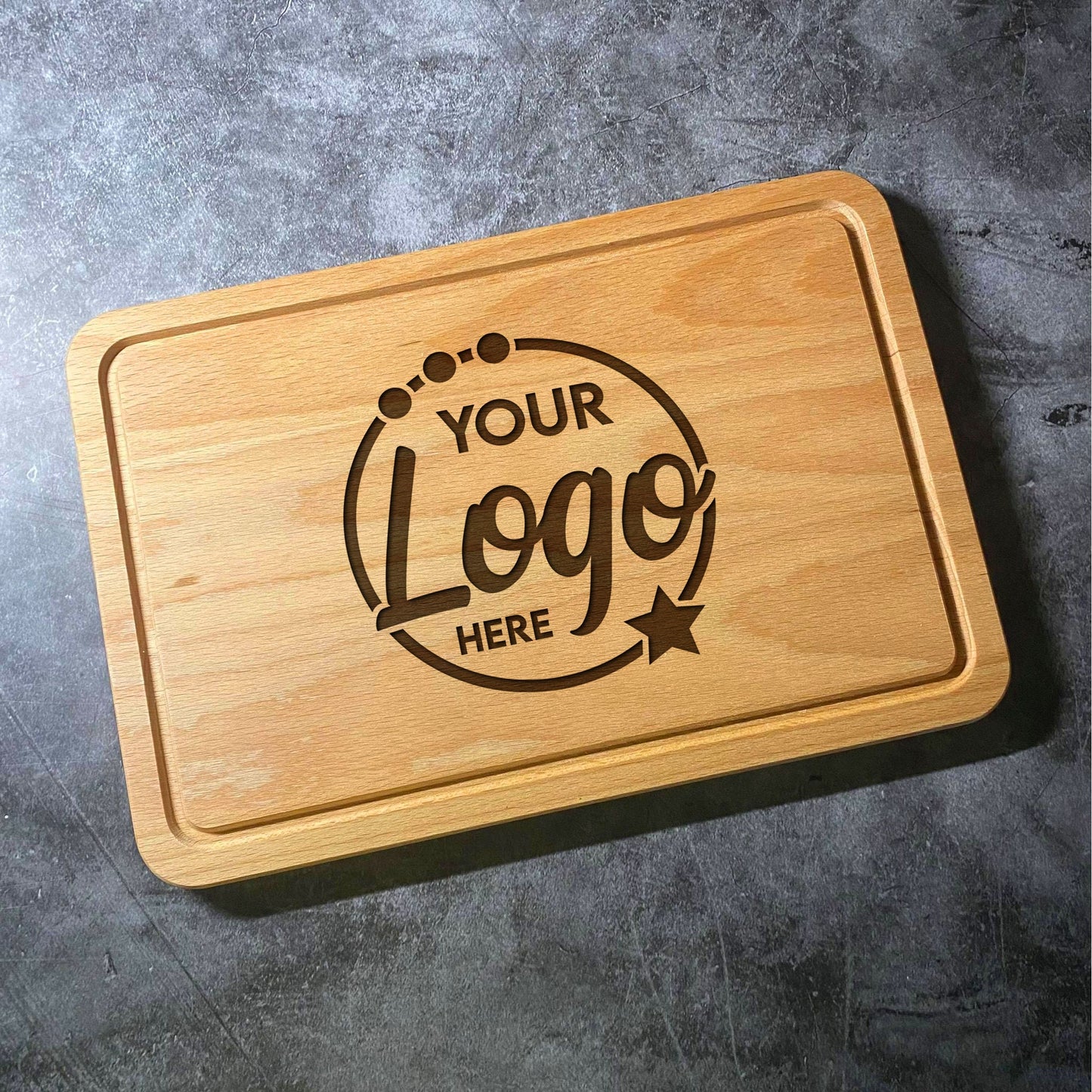 Custom Logo Chopping Board - Luxury Beech Wood Chopping / Serving Board - Personalised YOUR LOGO Laser Engraved Cutting Boards