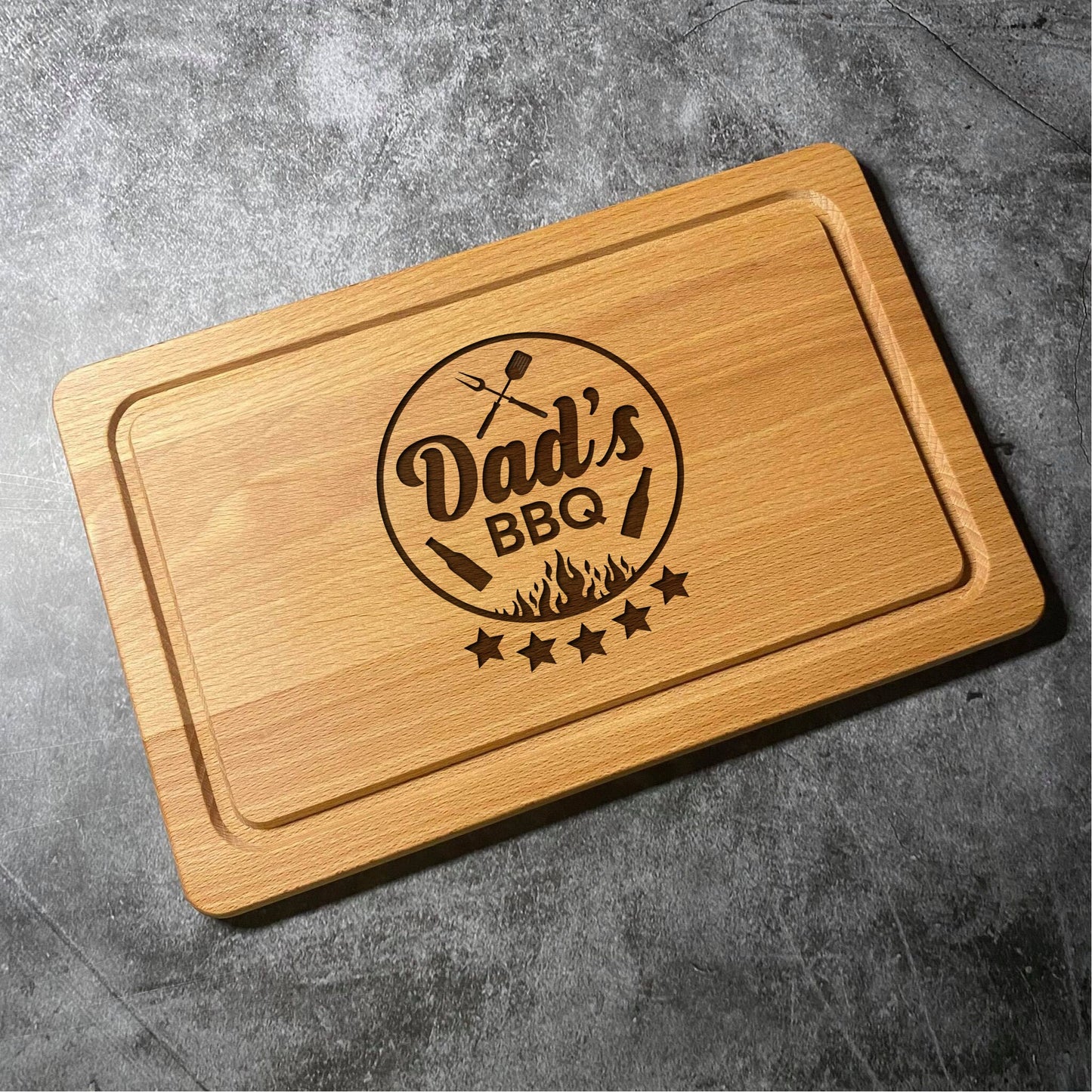 Luxury Dad's BBQ Chopping Board - Beech Wood Natural Grain - Laser Engraved - Multiple Cutting Board Types