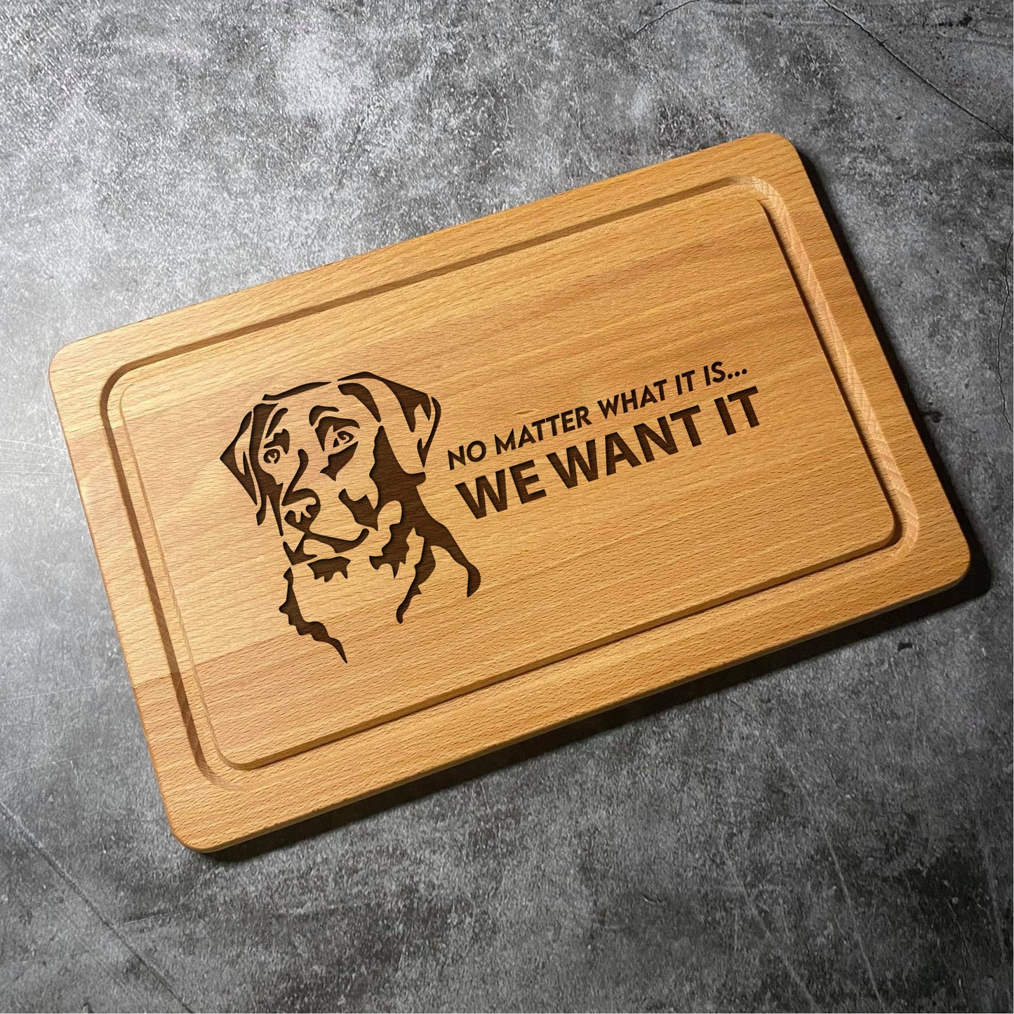 Labrador Chopping Board - Beech Wood Natural Grain - Funny Laser Engraved Pet Dog Quote Cutting Board