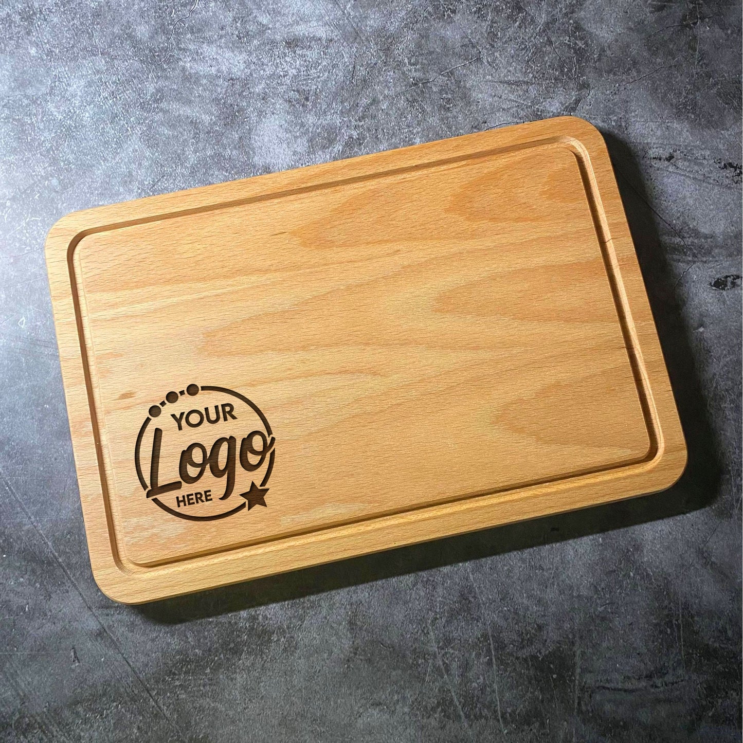 Custom Logo Chopping Board - Luxury Beech Wood Chopping / Serving Board - Personalised YOUR LOGO Laser Engraved Cutting Boards