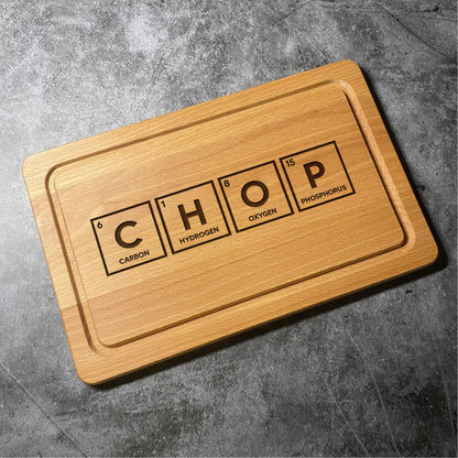 CHOP Periodic Table Elements Design Beech Wood Chopping Board - Custom Laser Engraved