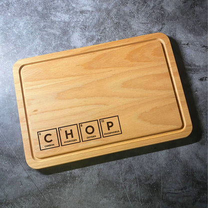 CHOP Periodic Table Elements Design Beech Wood Chopping Board - Custom Laser Engraved