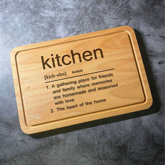 Kitchen Definition Chopping Board -Funny Cute Dictionary Word Meaning - Laser Engraved Cutting Board - Multiple Board Shapes