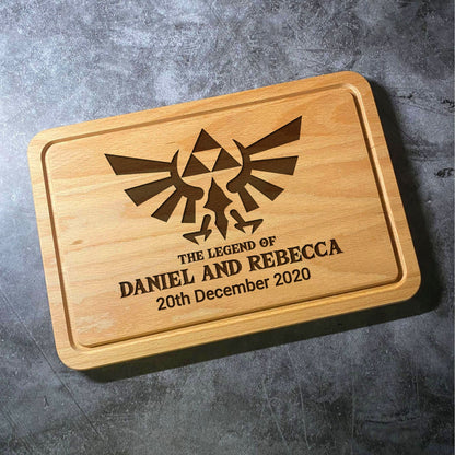 Custom Zelda Names Chopping Board -The Legend Of YOUR NAMES - Personalised Name Laser Engraved Beech Wood Cutting Board