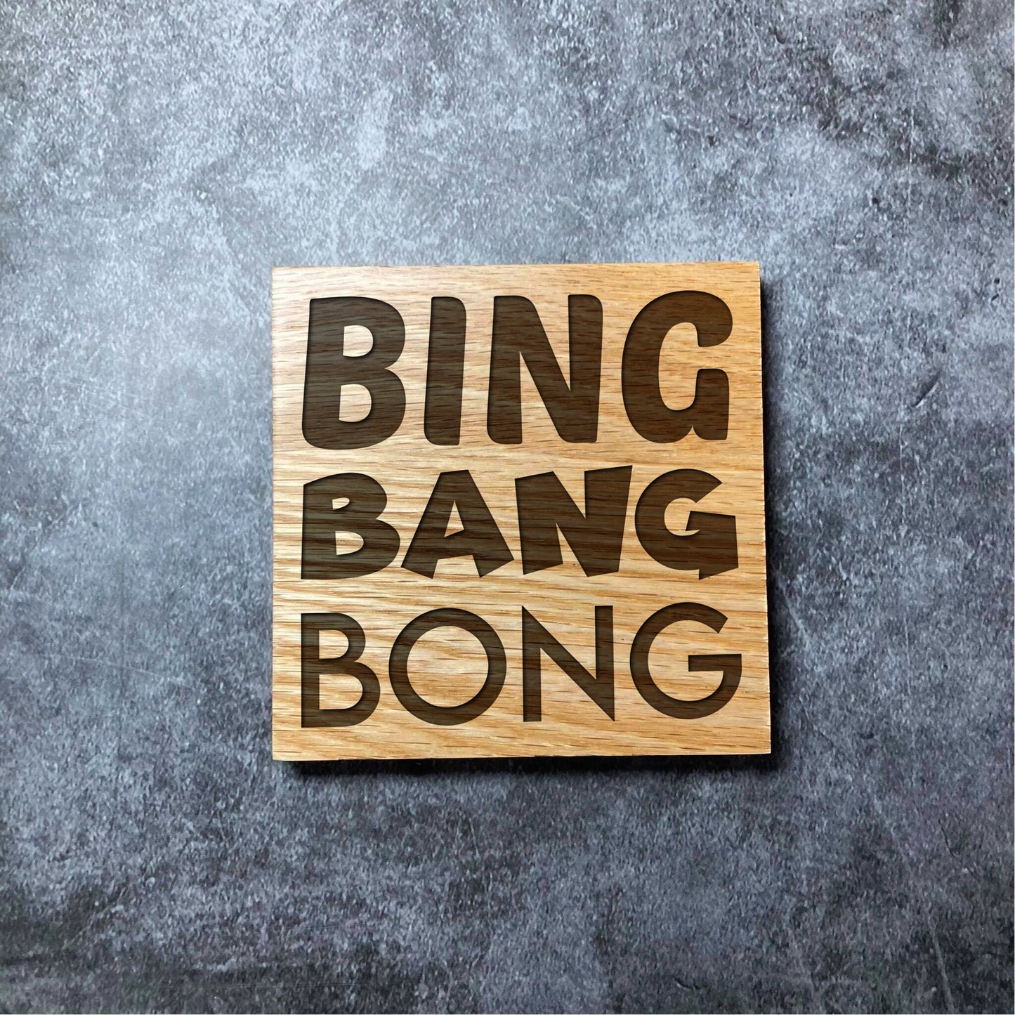 RuPaul Drag Race Coaster Bing Bang Bong - Deluxe Varnished Oak - Drag Race Quote - Laser Engraved Square Wood Coasters