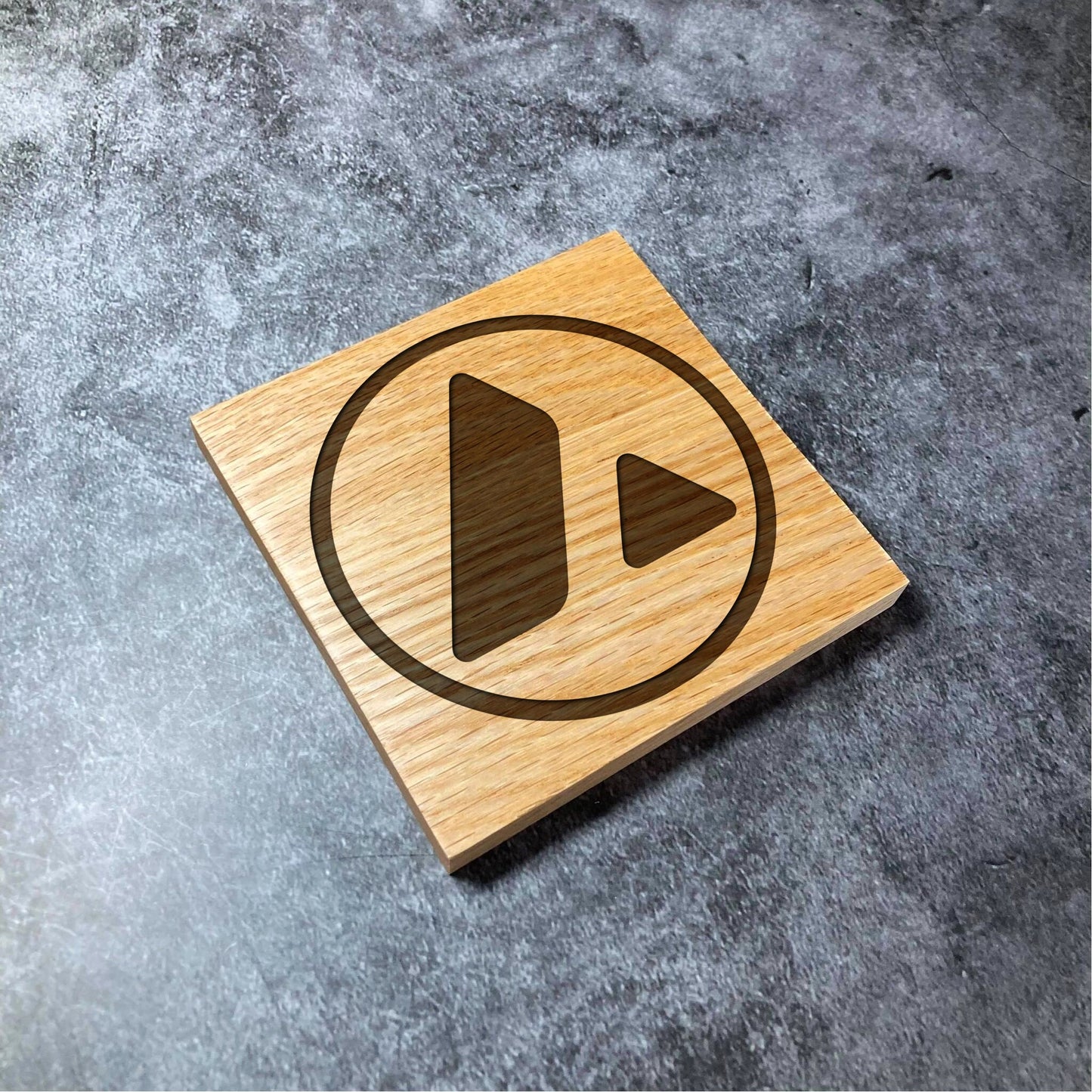 Avalanche AVAX Icon Coaster - Deluxe Varnished Oak Wood - Laser Engraved Crypto Cryptocurrency Blockchain Logo Square Wood Coasters