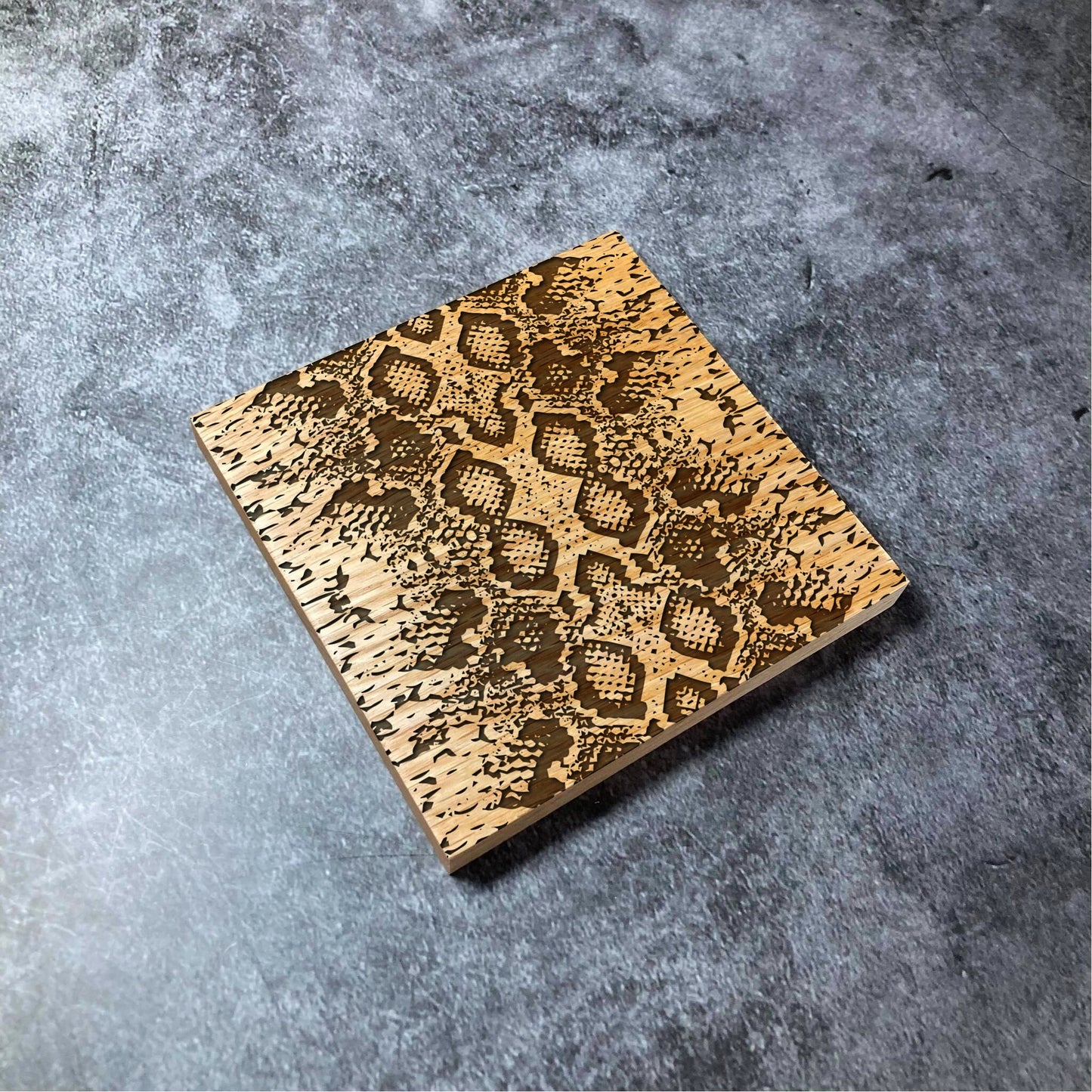 Luxury Animal Print Coaster - Deluxe Varnished Oak Wood - Leopard Snake Tiger & More! - Nature Skin Pattern Laser Engraved Wood Coasters