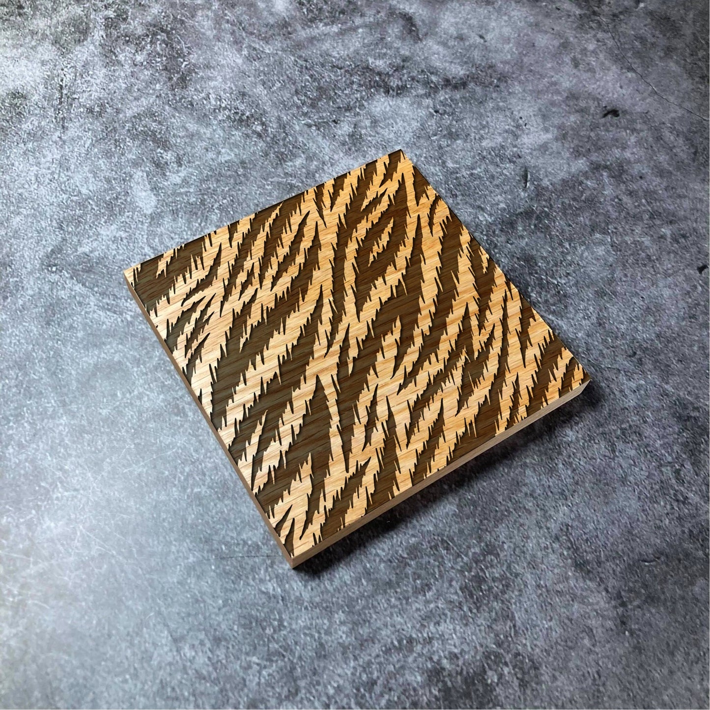 Luxury Animal Print Coaster - Deluxe Varnished Oak Wood - Leopard Snake Tiger & More! - Nature Skin Pattern Laser Engraved Wood Coasters